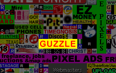 The guzzleclub.com block, lit up among its dimmed neighbours on the Million Dollar Homepage grid